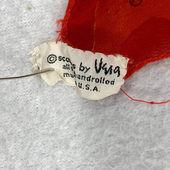 VERA NEUMANN Scarf Silk Hand Rolled Star Print Wrap Square Orange 29" VTG USA - Picture 5 of 12